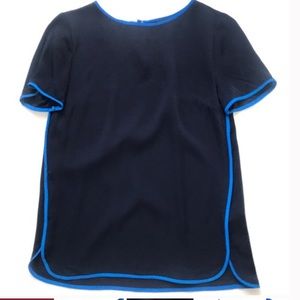 Navy JCrew top with blue piping